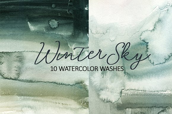 冬季天空水彩素材 Winter Sky Watercolor