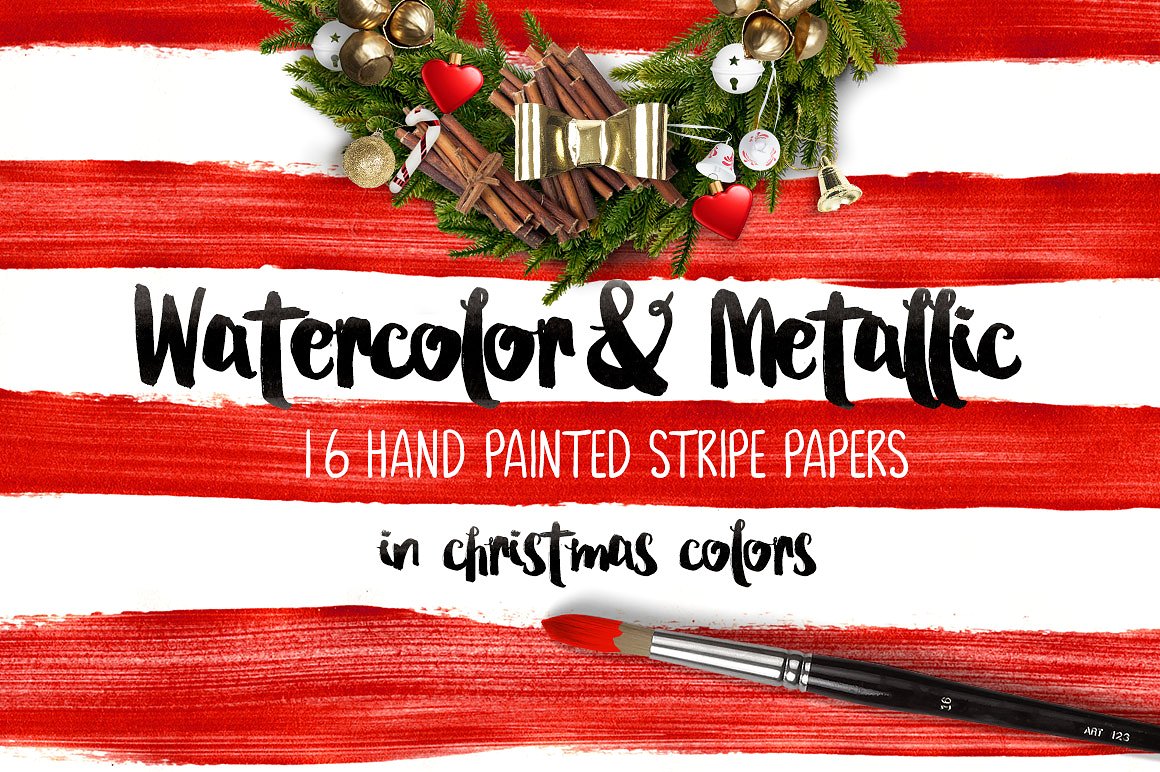 圣诞主题手绘水彩设计素材Watercolor -amp; M