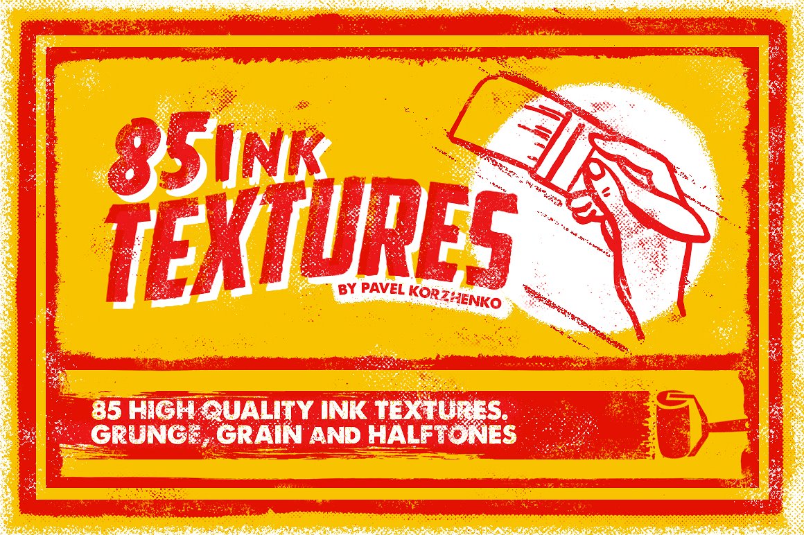85个不同颗粒和半色调水墨做旧复古纹理 Ink Textur