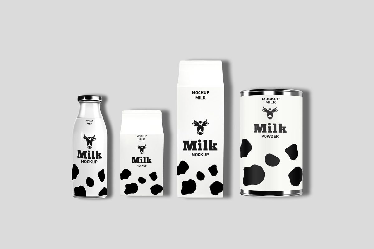 牛奶酸奶瓶包装样机展示模型mockups #2121945