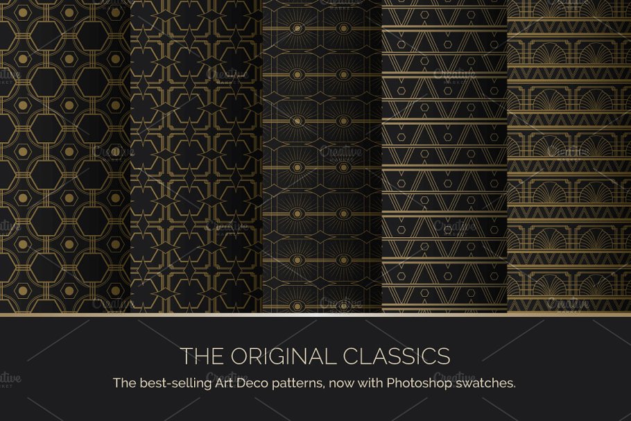 几何形状线条无缝背景素材图案 Art Deco Seamle