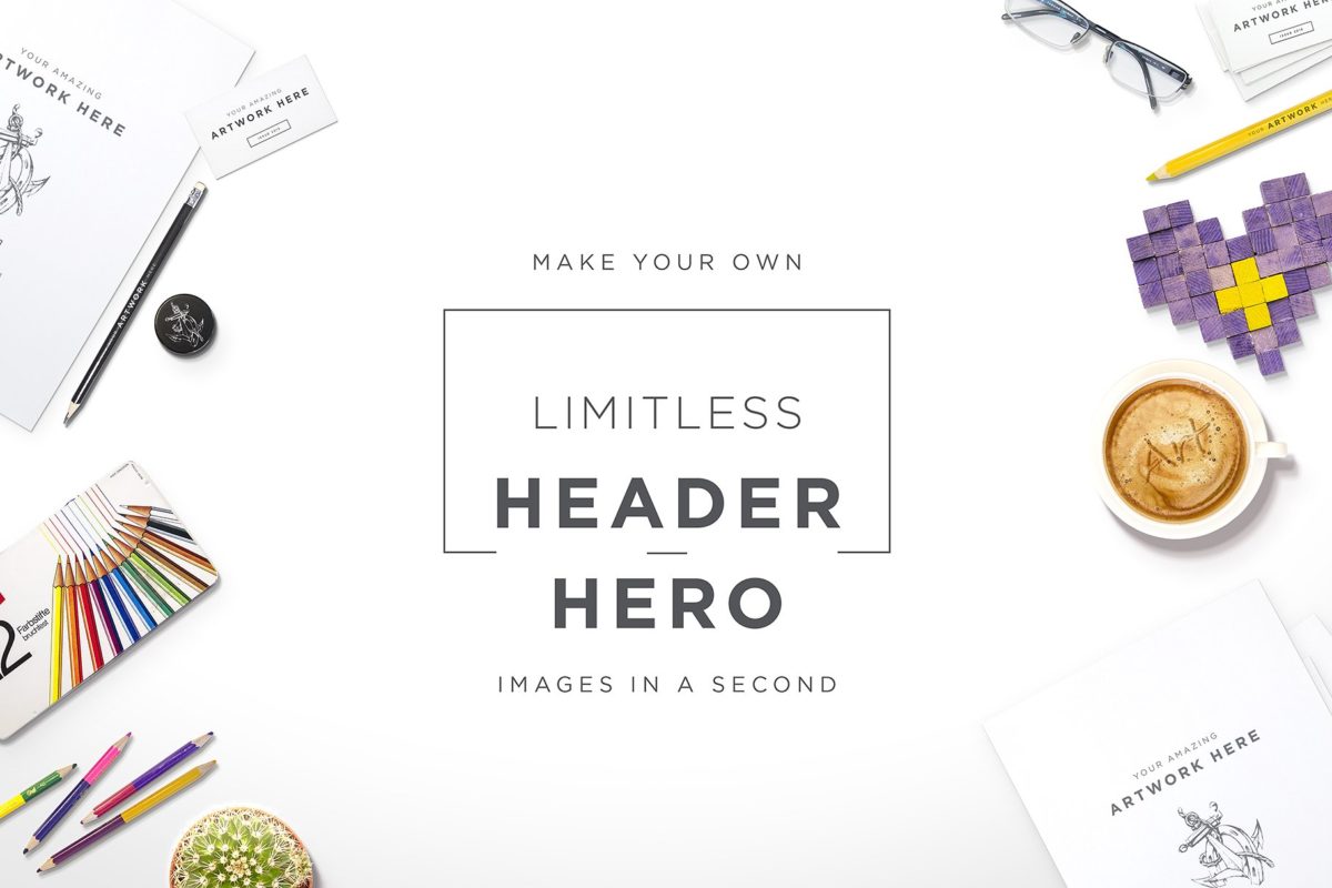 创意桌面办公文具场景设计素材Custom Hero &