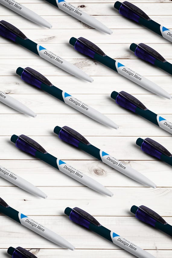 高品质的逼真的水性笔中性笔油笔VI样机展示模型mockups