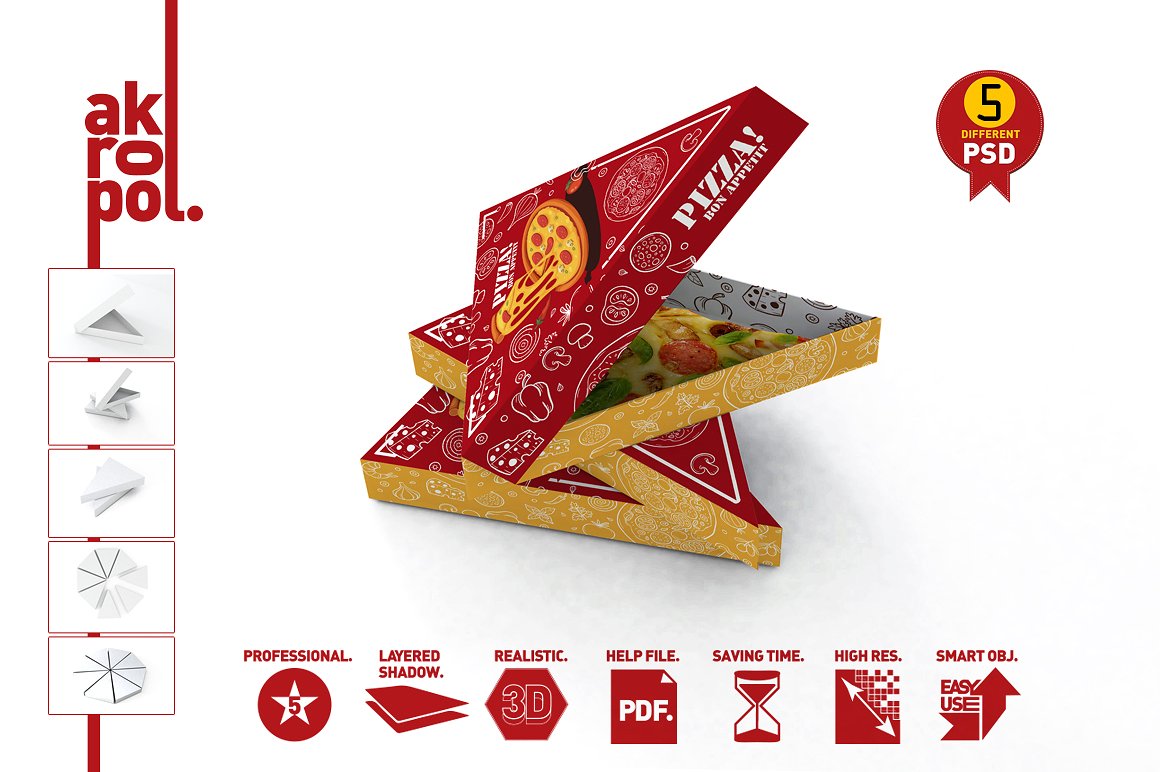 披萨切片包装盒展示模型下载 Pizza Slice Box