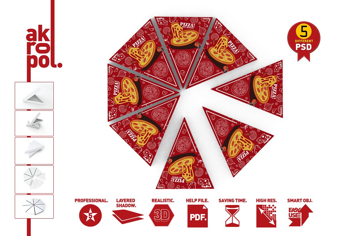 披萨切片包装盒展示模型下载 Pizza Slice Box