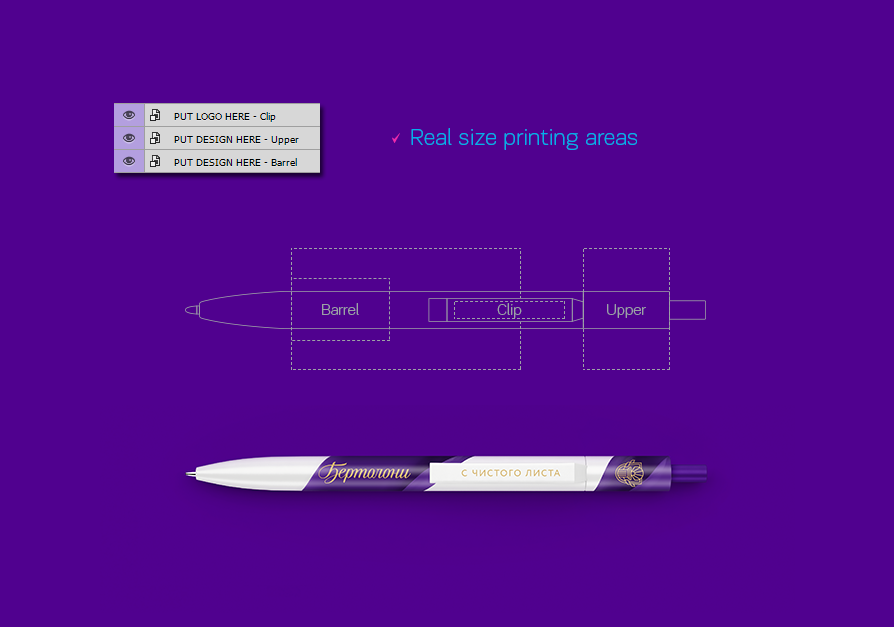 一套钢笔笔身贴图展示模版 Centrix Pen Mocku