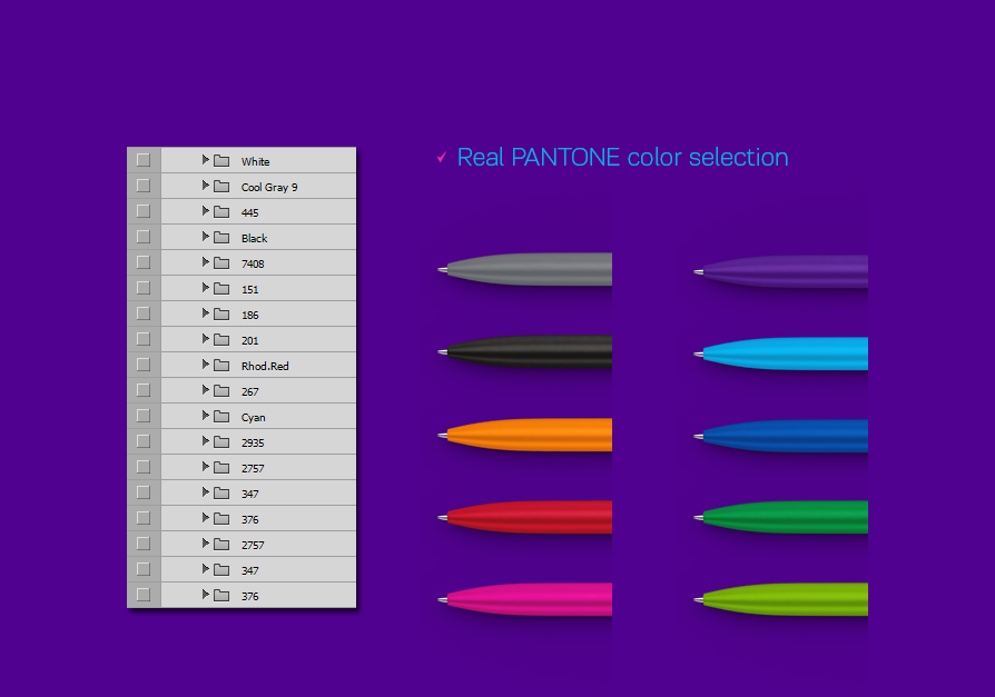 一套钢笔笔身贴图展示模版 Centrix Pen Mocku