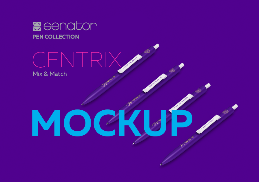 一套钢笔笔身贴图展示模版 Centrix Pen Mocku