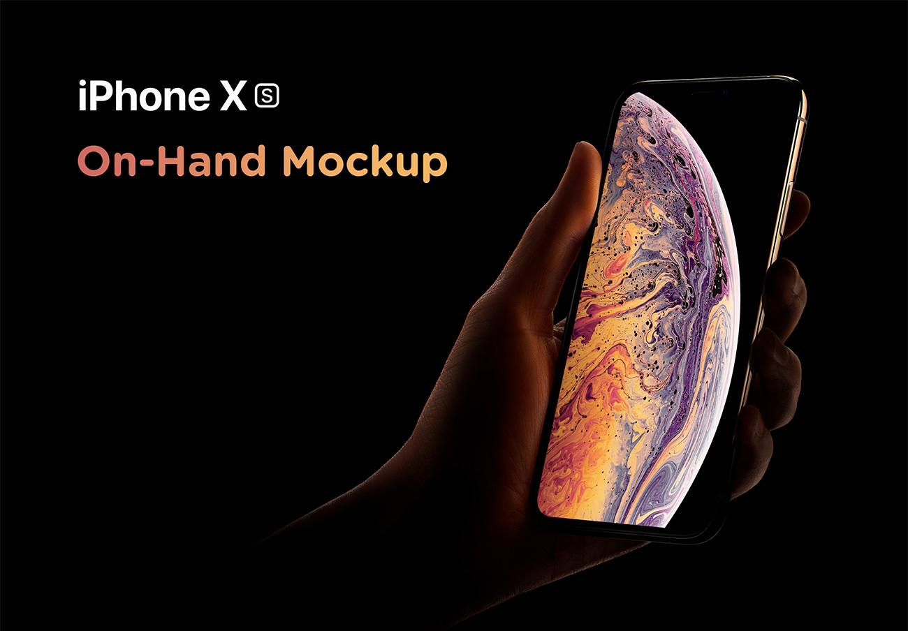 手持苹果Xs样机贴图模版 iPhone XS On Hand