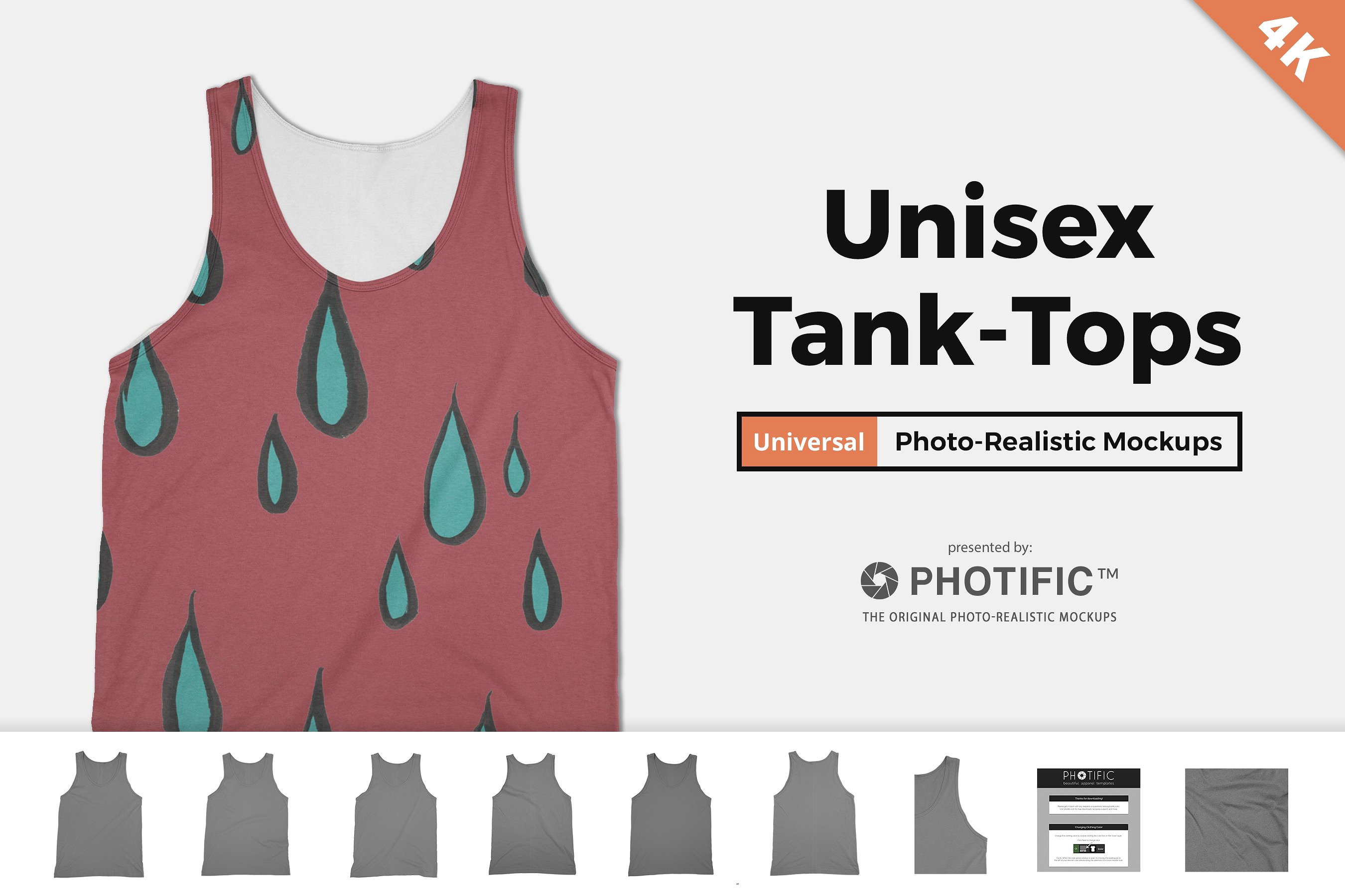 高品质的背心服饰贴图展示样机PSD模版 Tank Top -