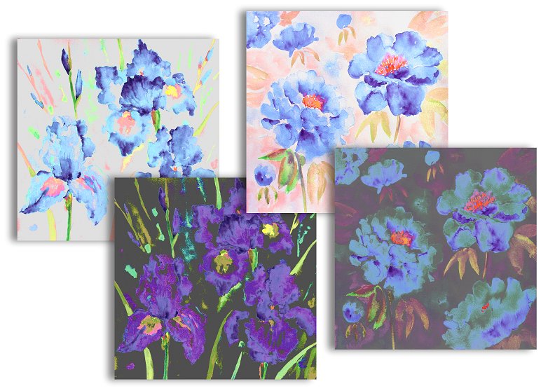 绚丽紫色的水彩花卉背景纹理 Watercolor Flora
