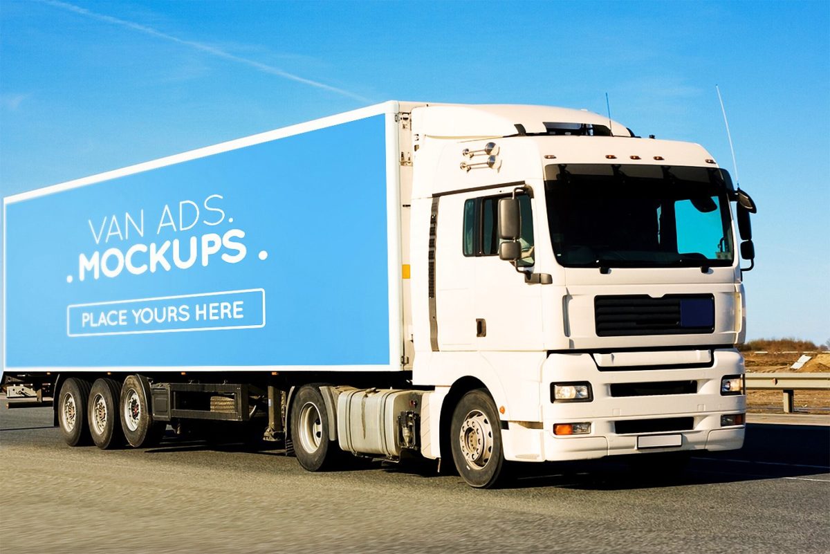 厢式货车广告展示模型 Van Signage Mockup