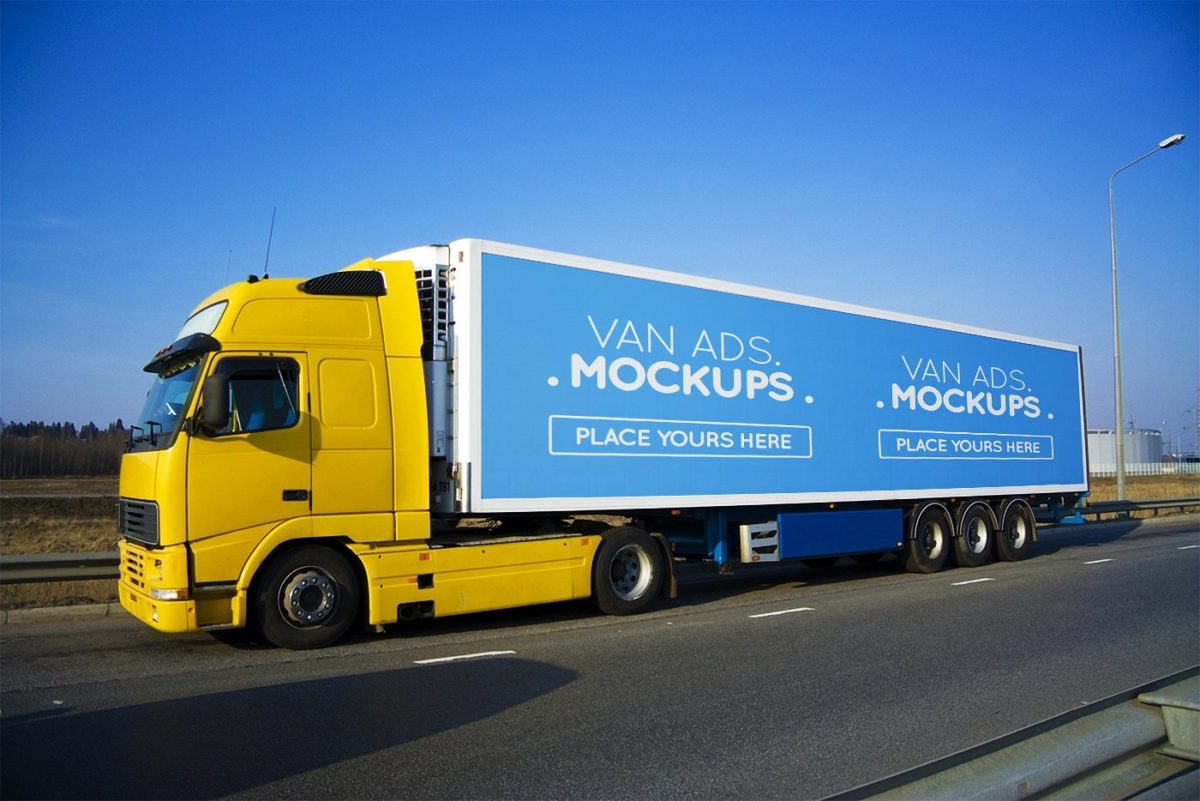 厢式货车广告展示模型 Van Signage Mockup
