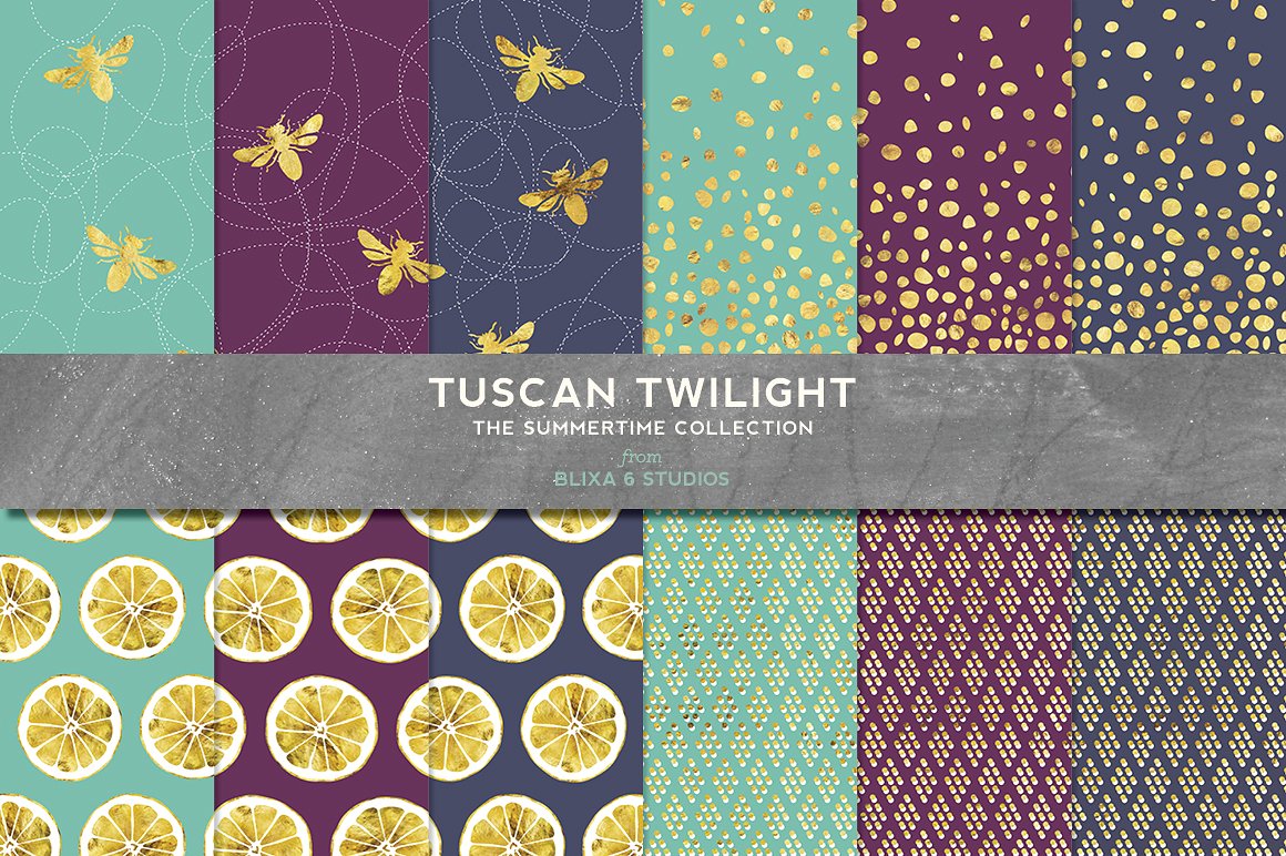 手绘金箔图案背景纹理素材 Tuscan Twilight G