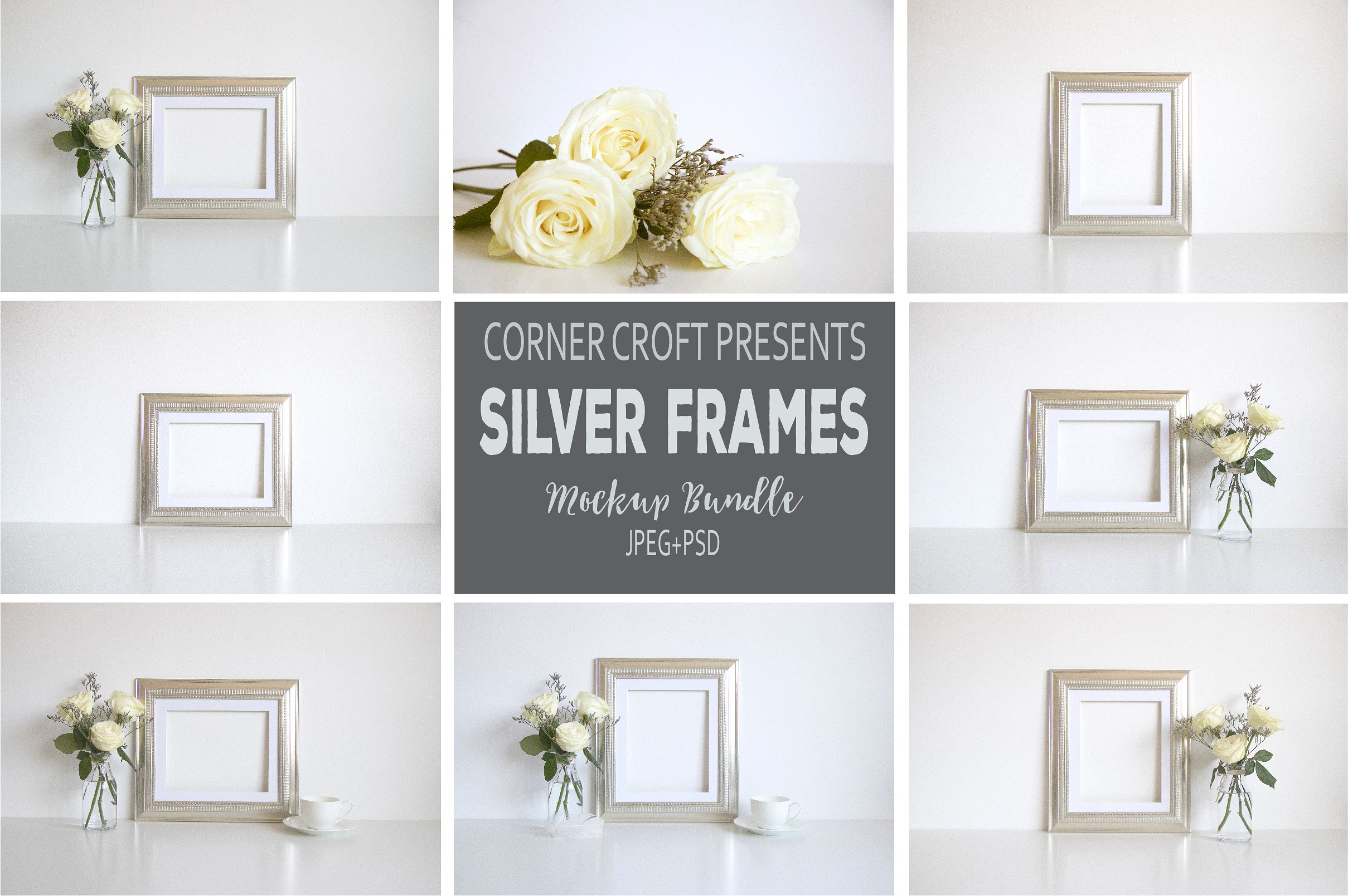 银色金属画框相框样机 Silver Frame Produc
