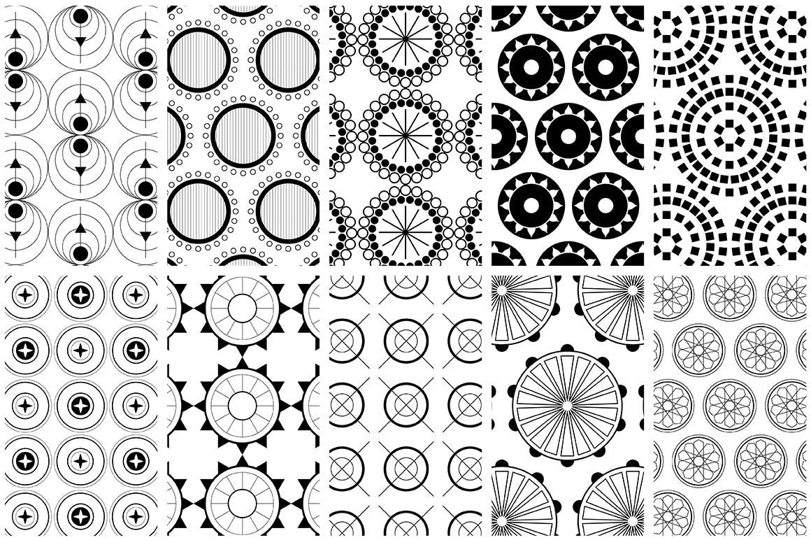 40个高端优雅的基于圆圈圆形的矢量几何图形无缝背景纹理大集合