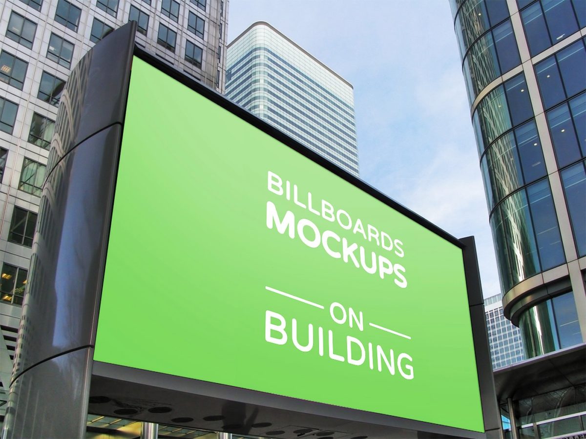 建筑物的广告牌样机展示模型mockups