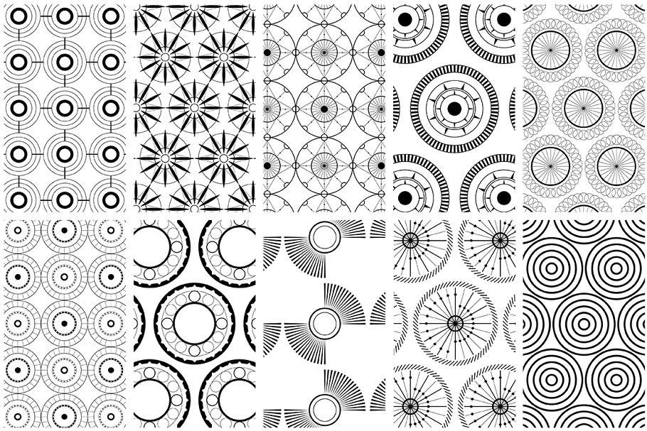 几何圆形无缝背景纹理素材 Geometric Circles