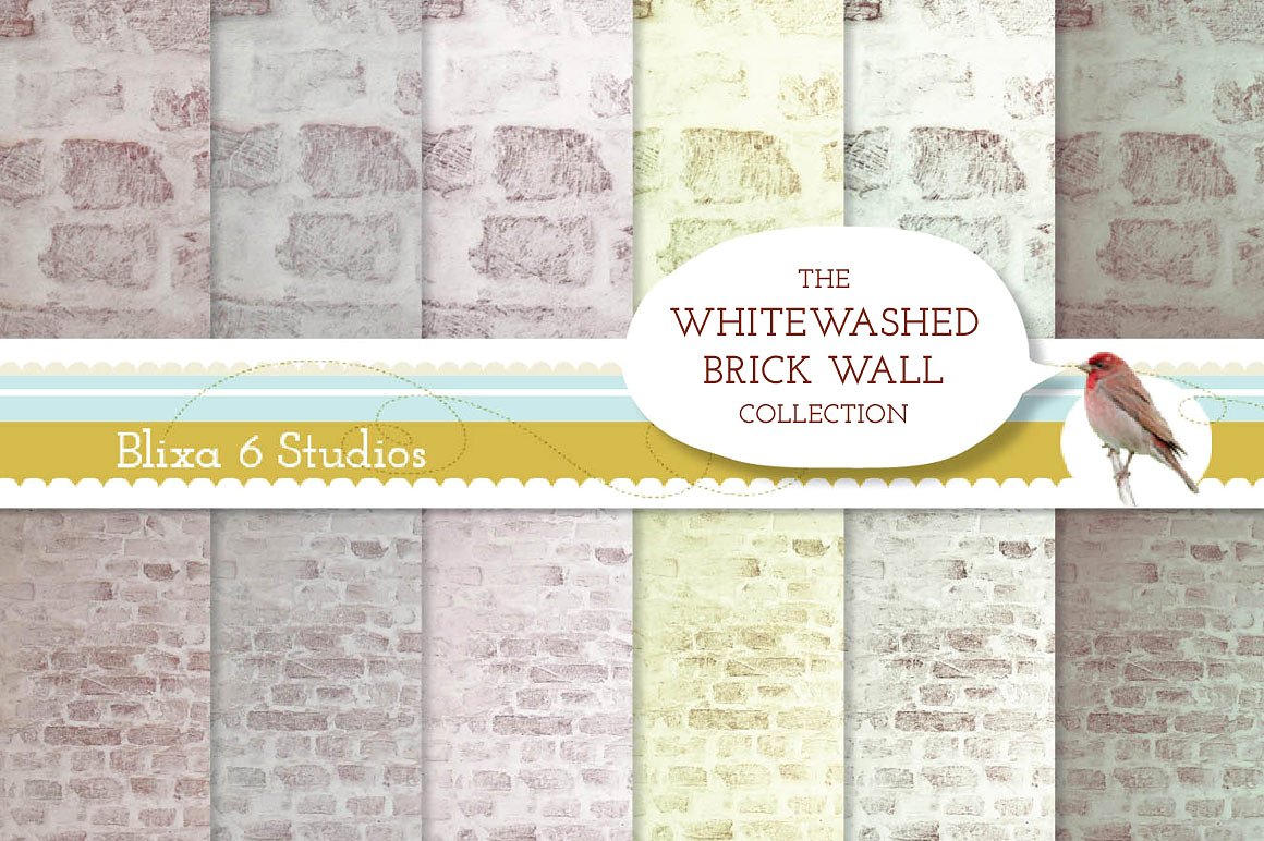 仿旧城市砖墙设计背景Whitewashed Brick Wa