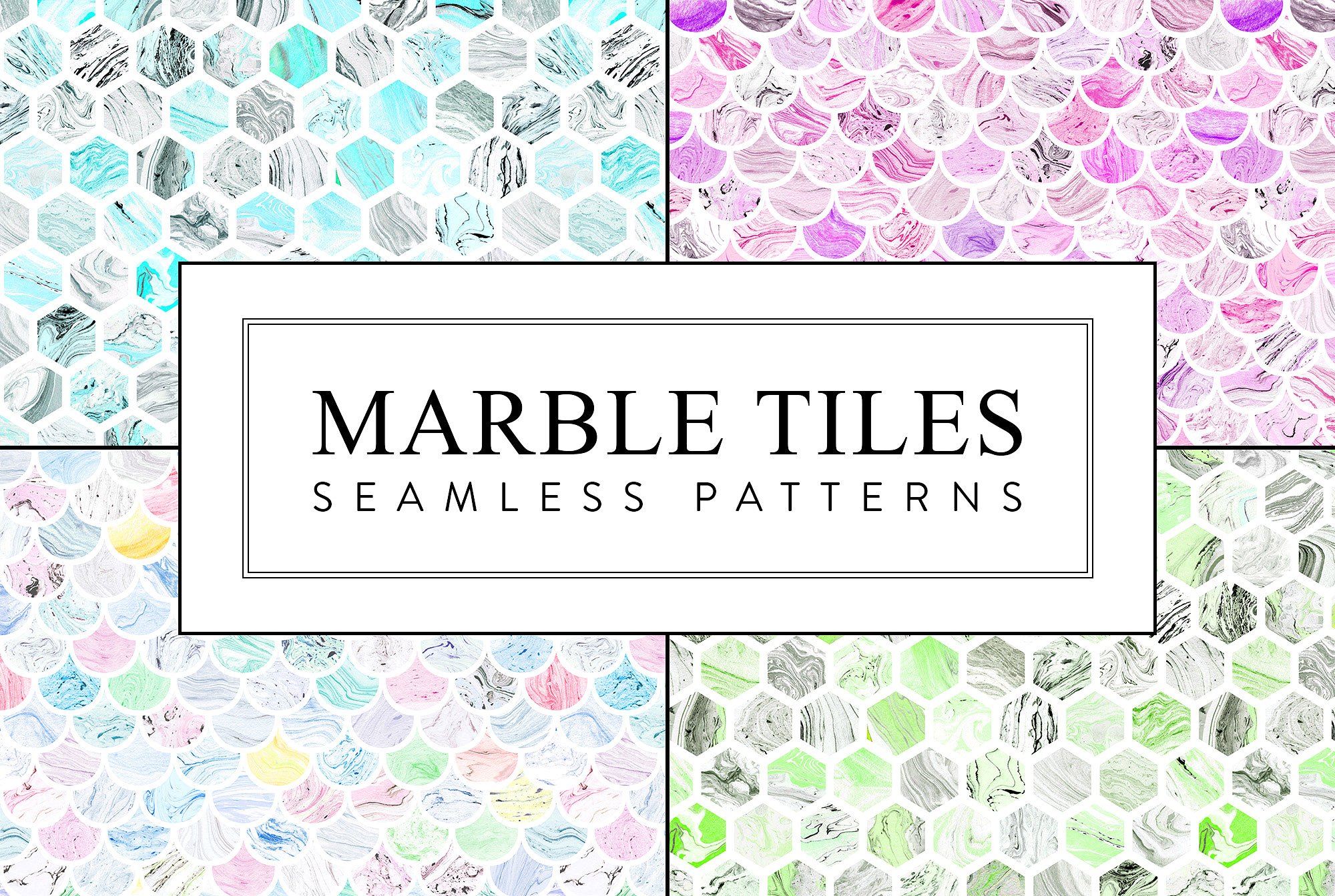 无缝的手绘水彩圆点素材 Seamless Patterns