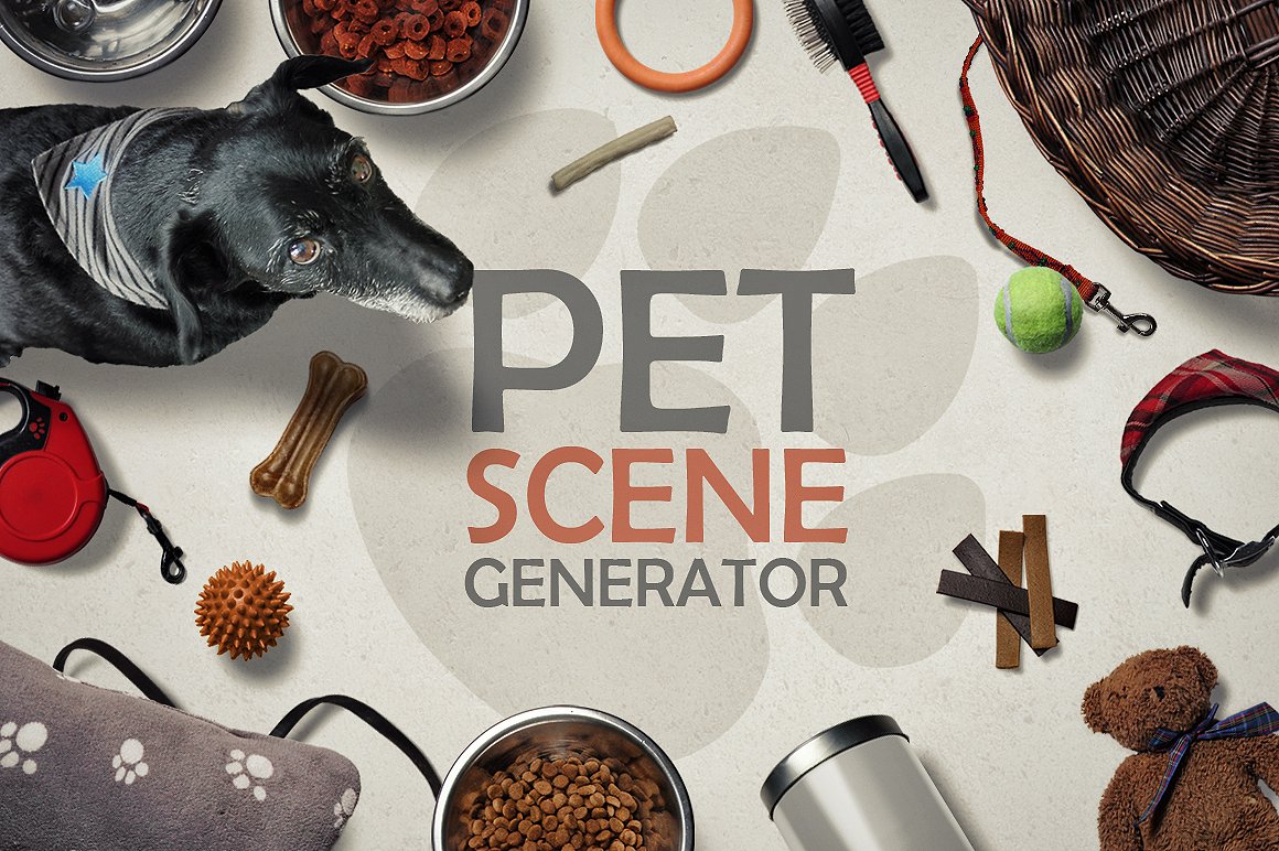 高品质的宠物场景样机模板素材 Pet Scene Gener
