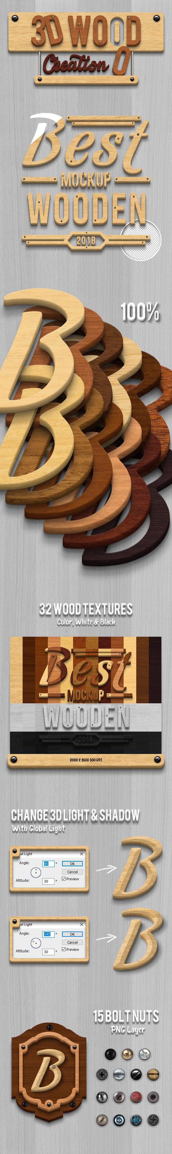 3D木头纹理效果图层样式素材 3D Wood Creatio