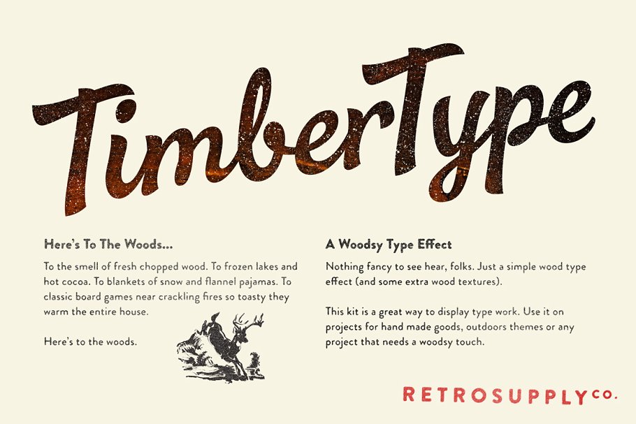 版画效果木材纹理图层样式设计素材TimberType-A-H