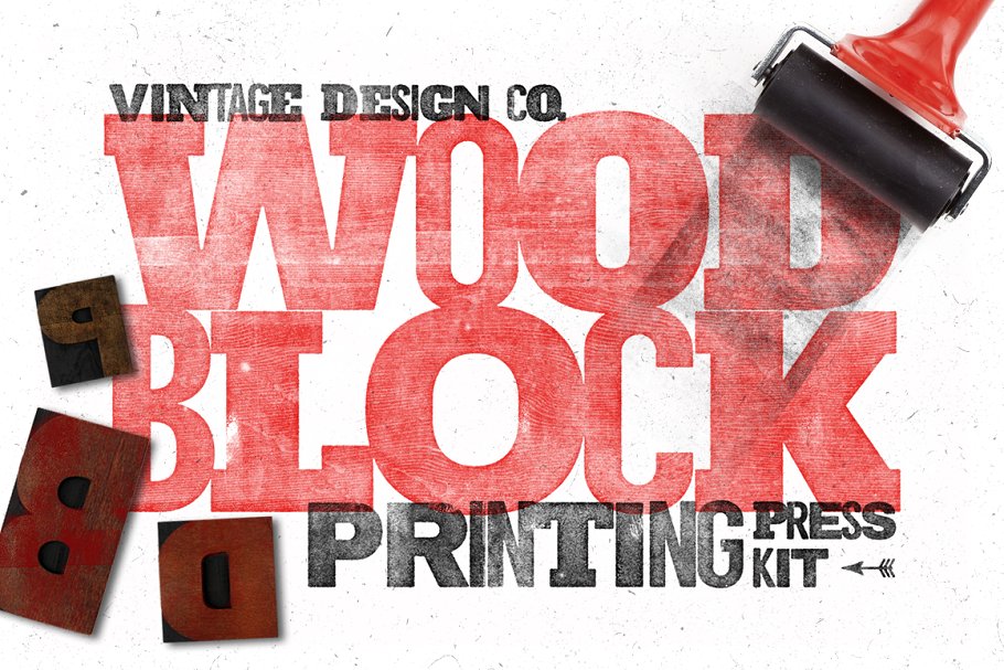 木纹印刷效果图层样式设计素材WoodBlock-Printi
