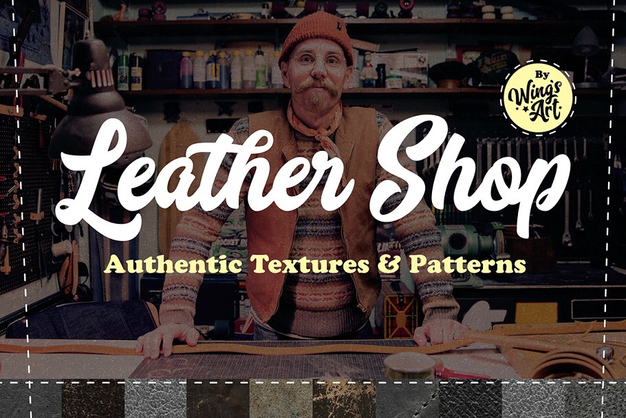 真皮皮革纹理设计素材 Leather-Shop-Patter