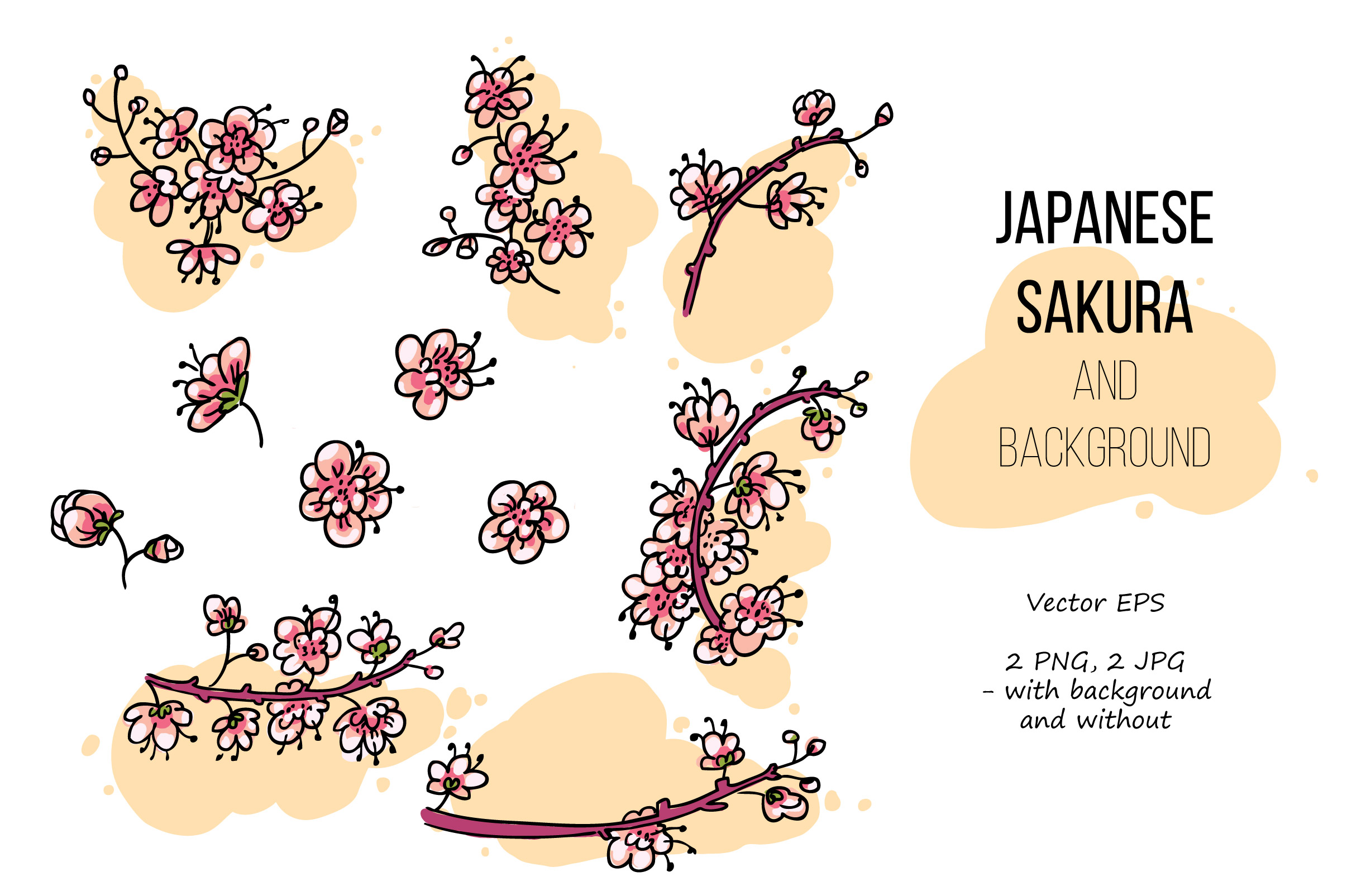 漂亮的日本樱花和粉红色鸟 Pink Japanese Bir
