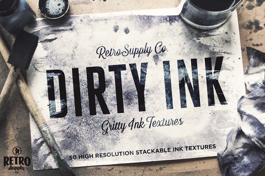 干墨水洗墨水效果的背景纹理素材 Dirty Ink | In