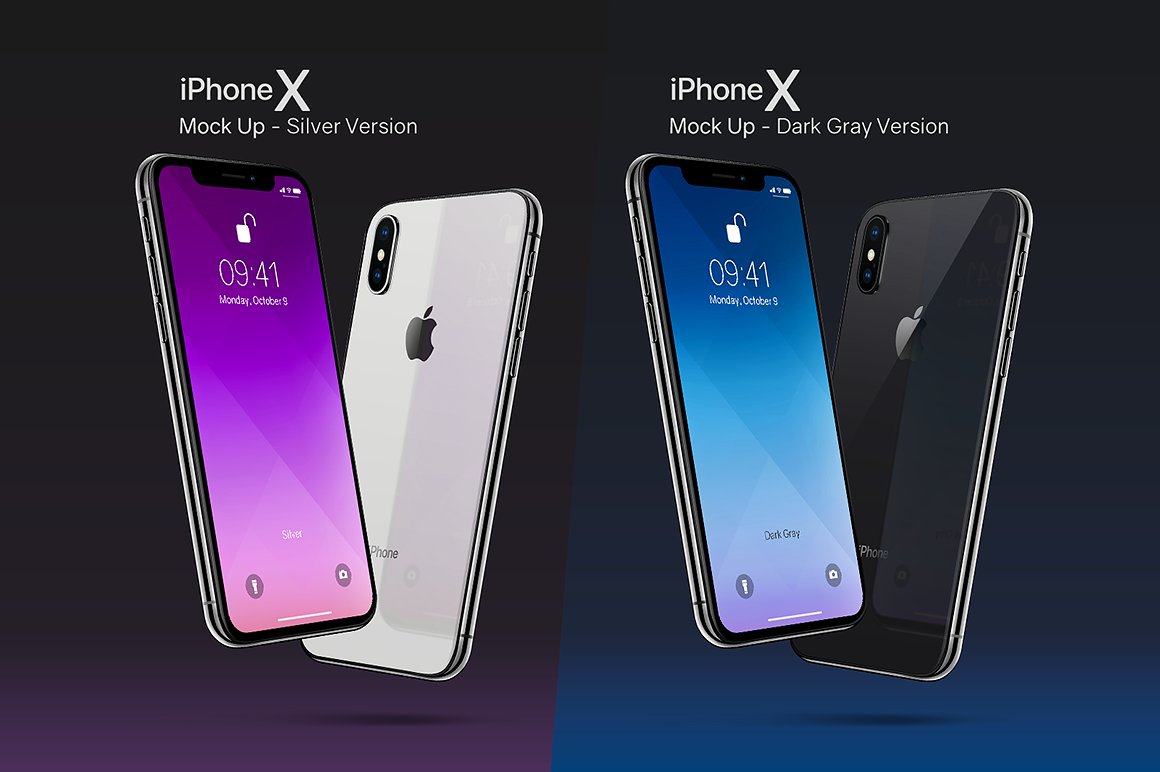 质感酷炫的多角度iPhone X展示模型