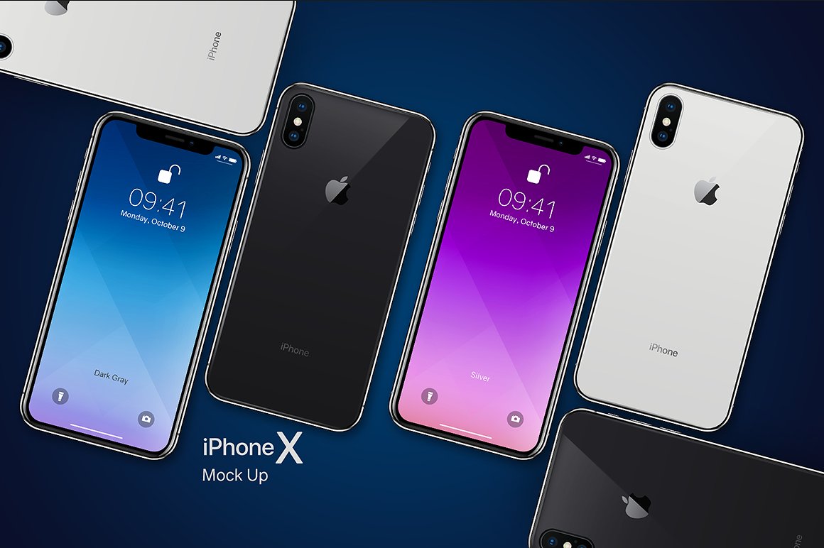 质感酷炫的多角度iPhone X展示模型