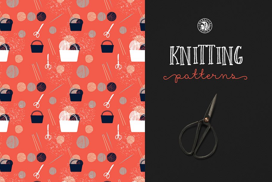 矢量插画针织纺织图案无缝背景素材 Knitting Patt