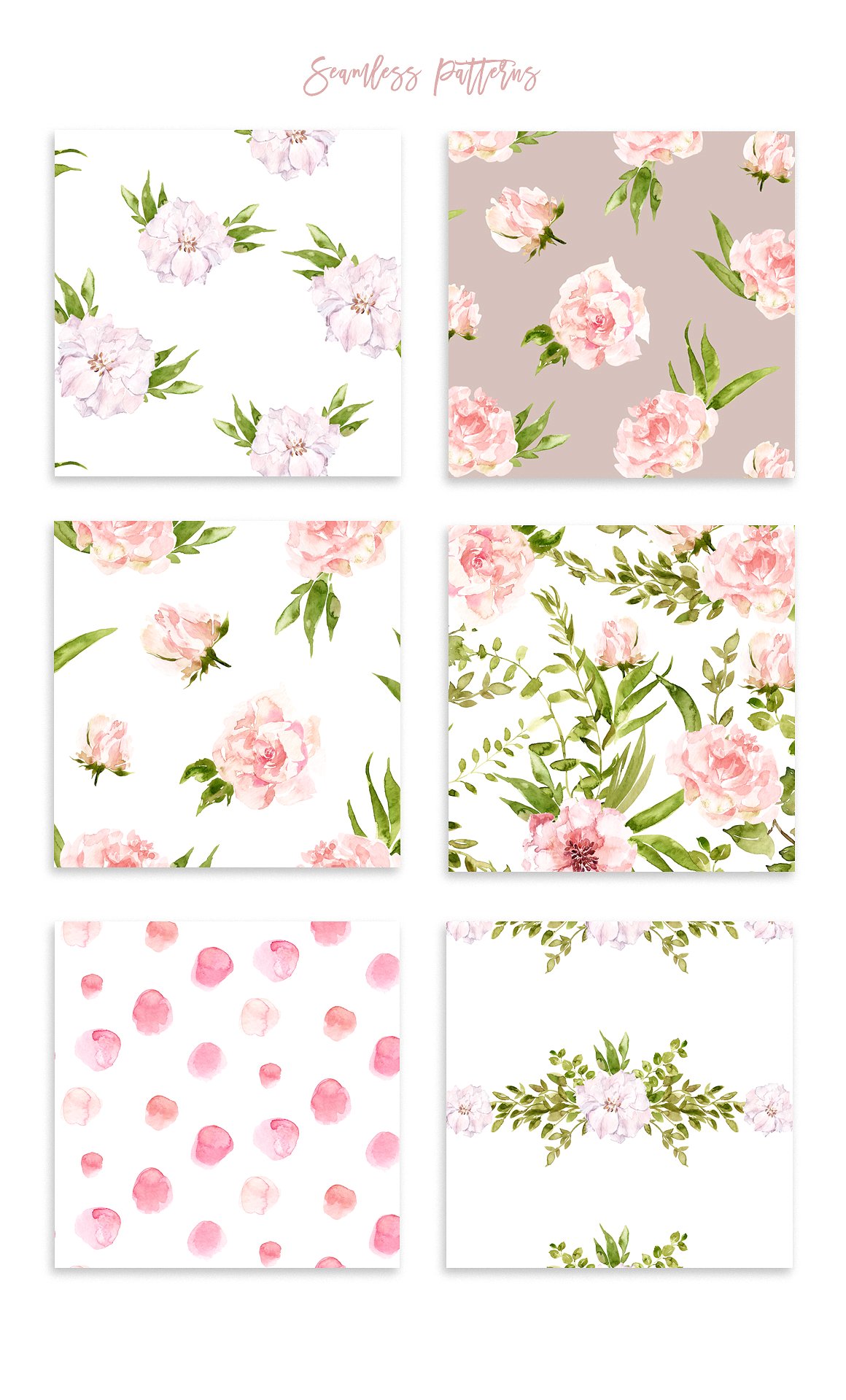手绘水彩花卉背景纹理素材 Floral Patterns B