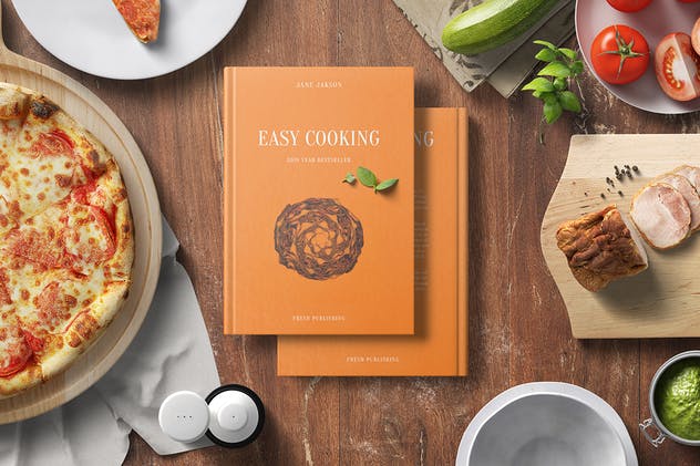 西式食谱厨房场景样机模板 Cook Book Mockup