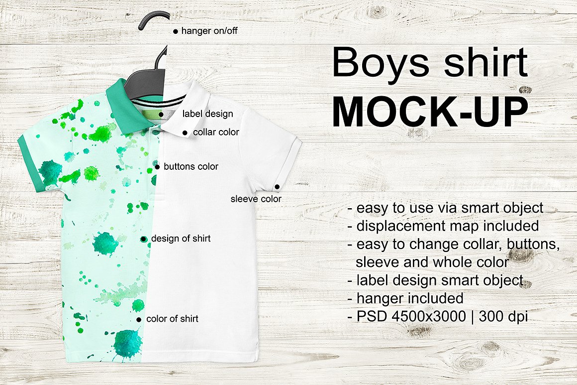 时尚的男孩Polo衬衫模拟Boys shirt Mock-u