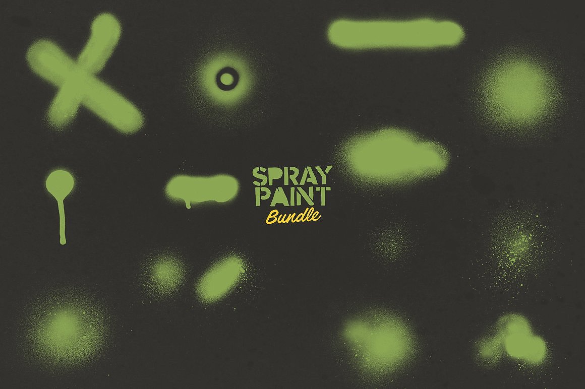 手绘油漆图案设计素材Spray Paint Bundle f
