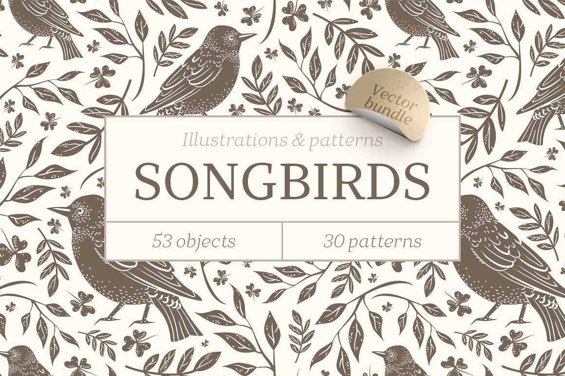 181个优雅的歌鸟图形矢量集合下载Songbirds_gra
