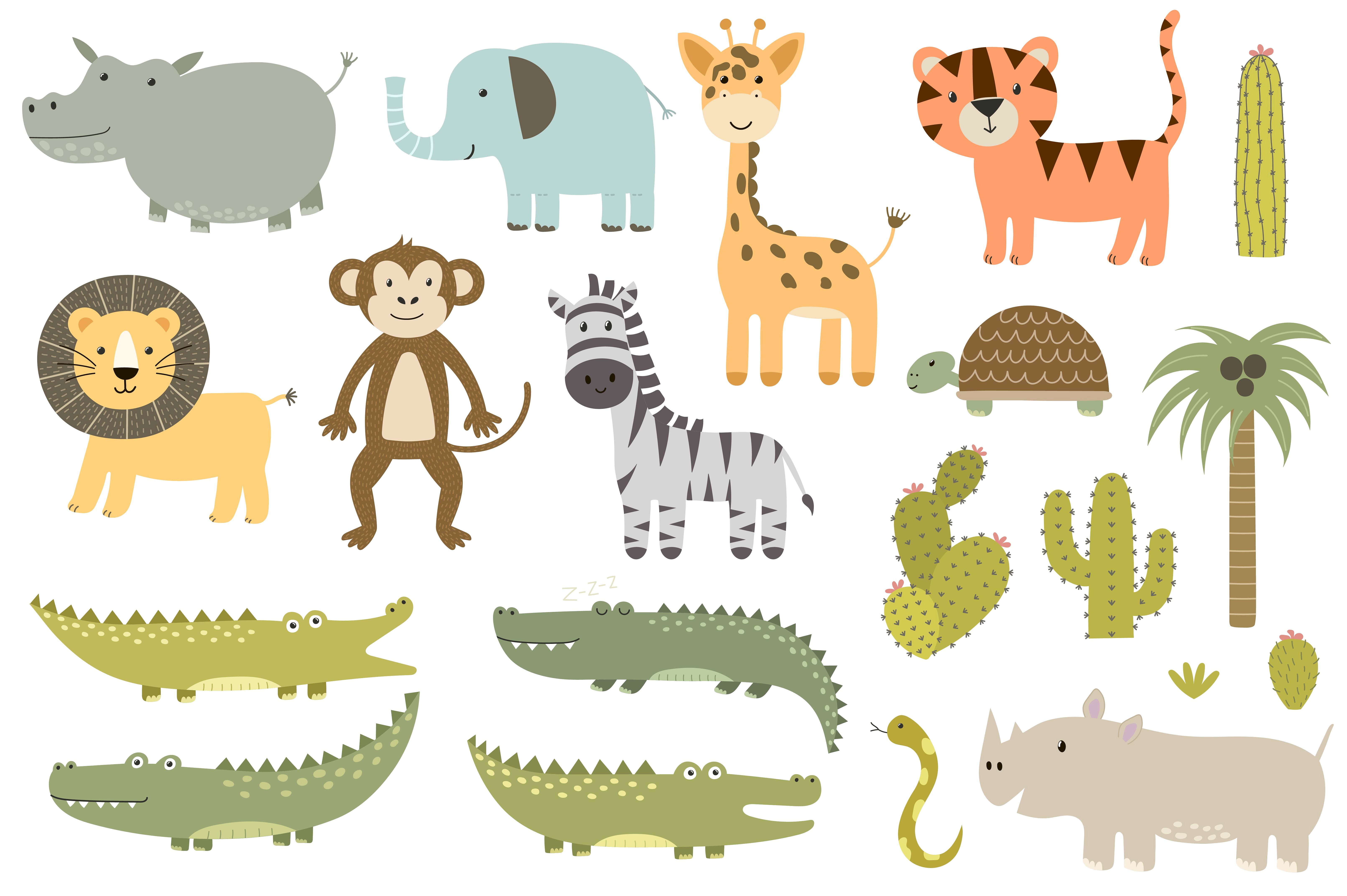 充满童趣的动物无缝背景素材Safari animals pa