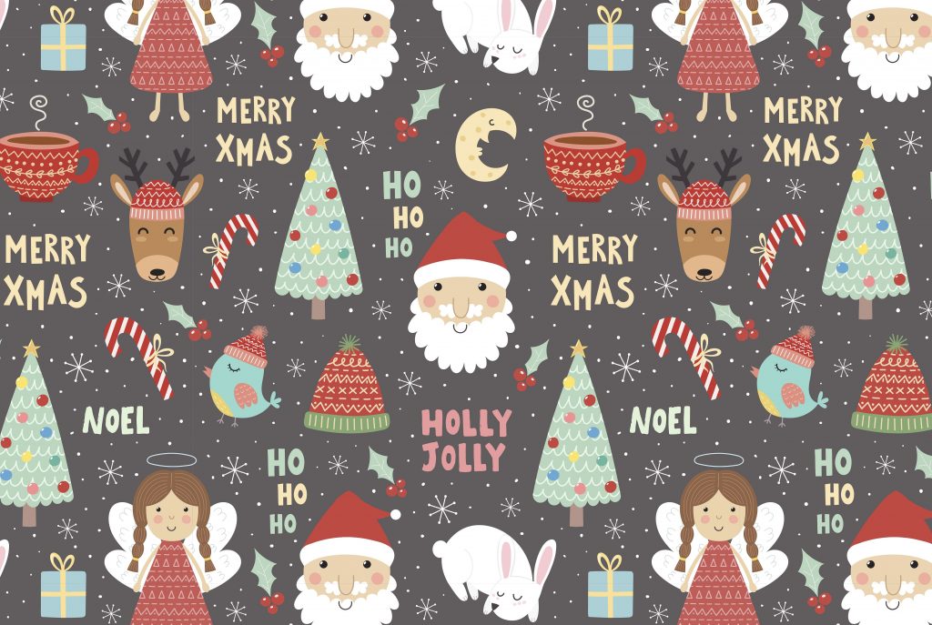 充满童趣的圣诞节元素无缝背景 Holly_Jolly_Chr
