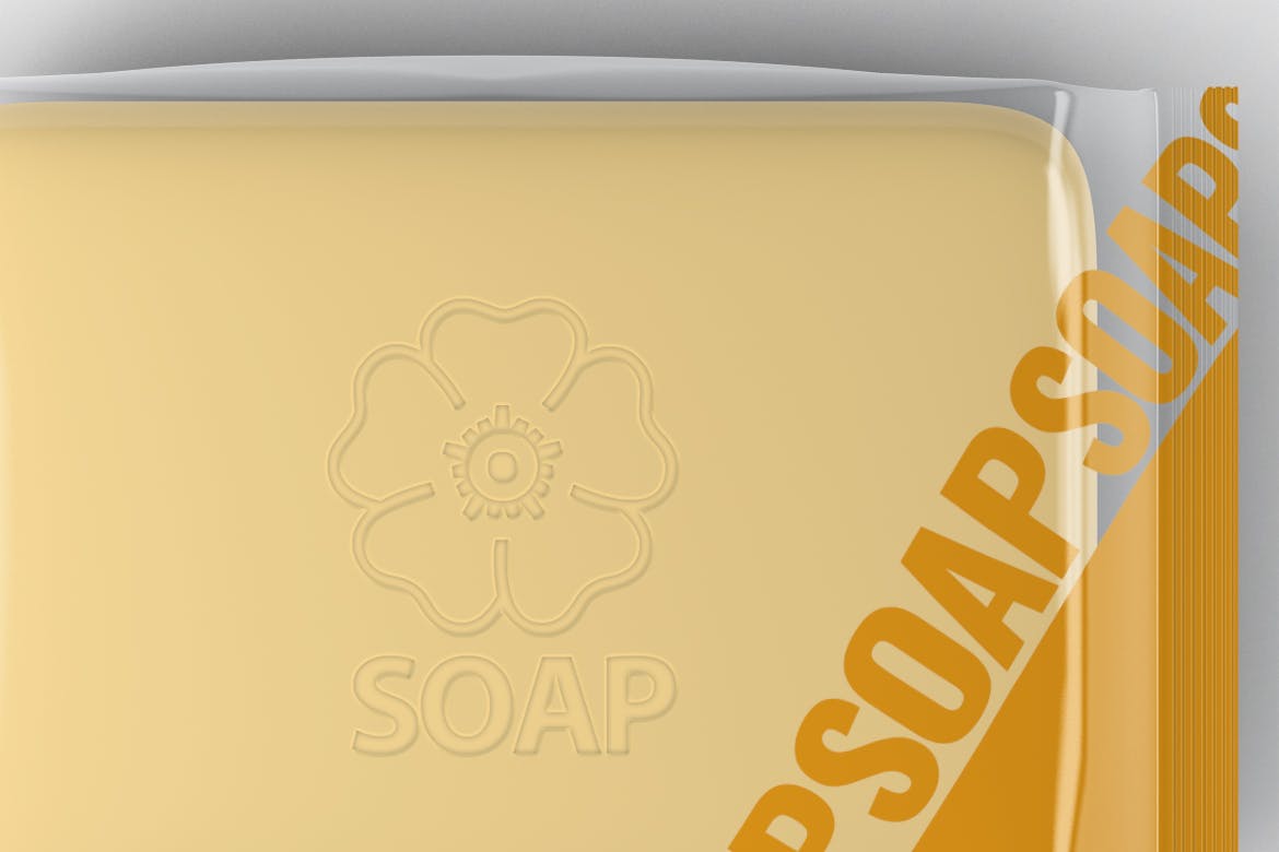 高品质的时尚香皂肥皂VI样机展示模型soap-bar-pac