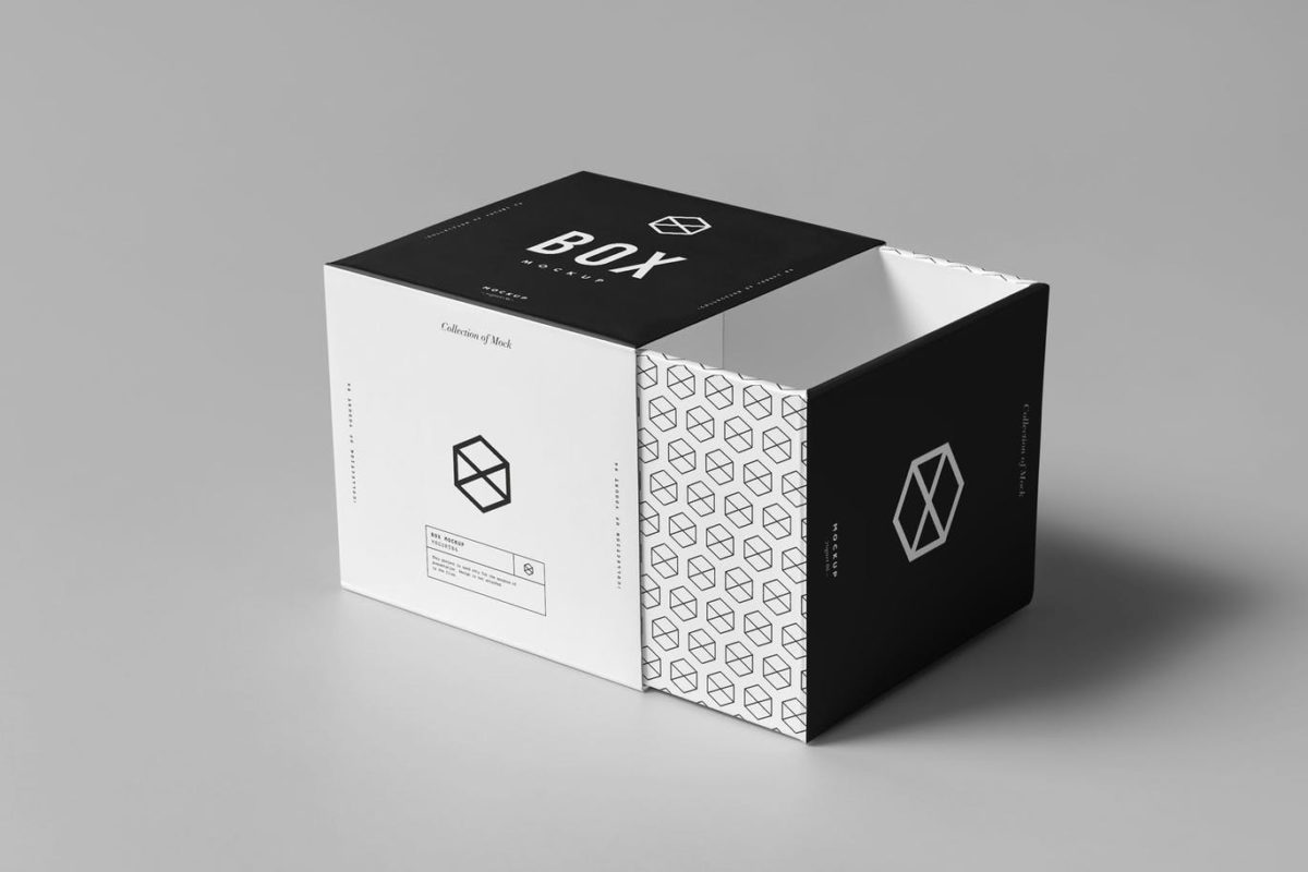 高品质的正方体包装盒子VI样机展示模型box-mock-up