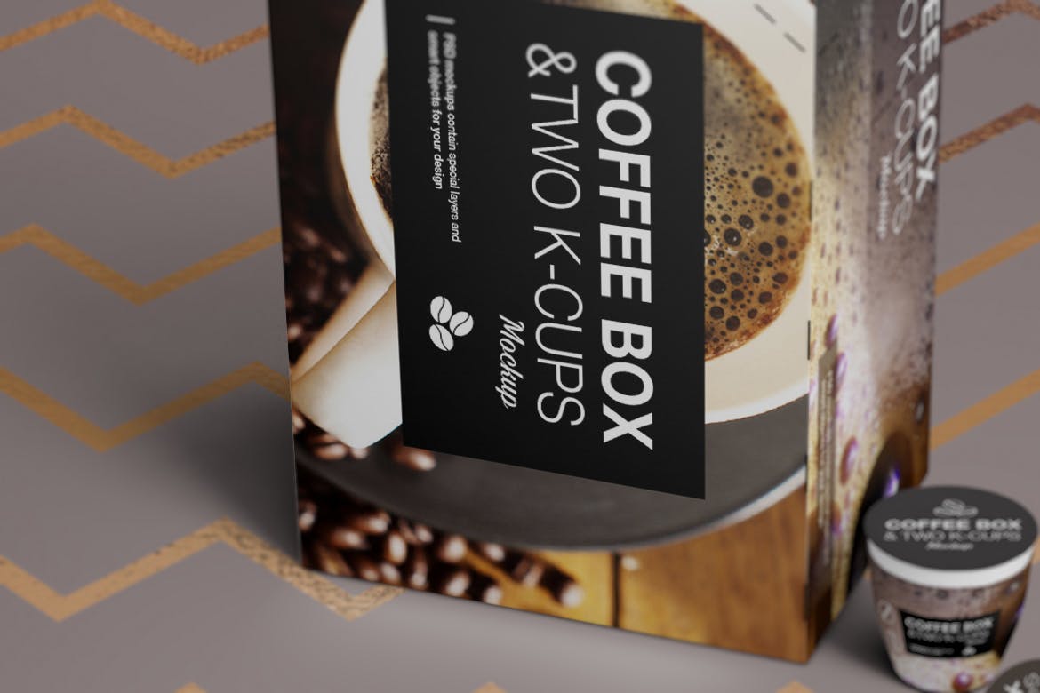 高品质的时尚咖啡包装VI样机展示模型2-k-cups-cof