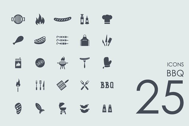 25烧烤图标 25 Barbecue icons