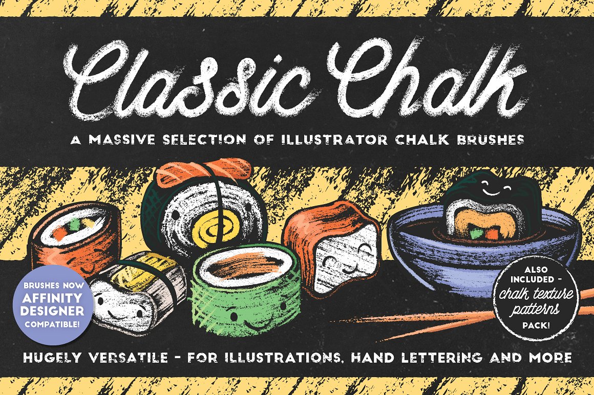 经典的手绘粉笔笔刷纹理 Classic Chalk – Br