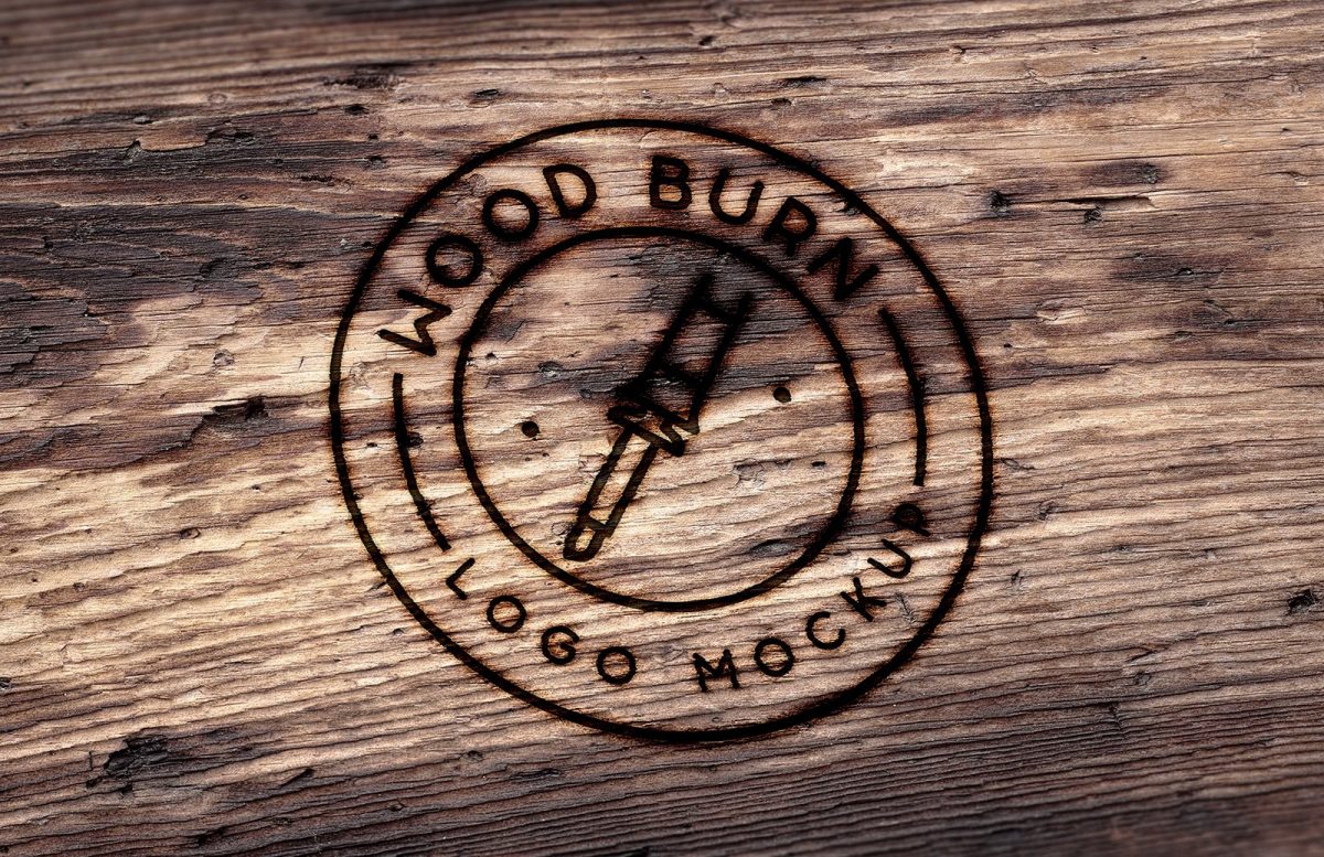 灼烧效果Logo 展示样机模板 Wood Burn Logo