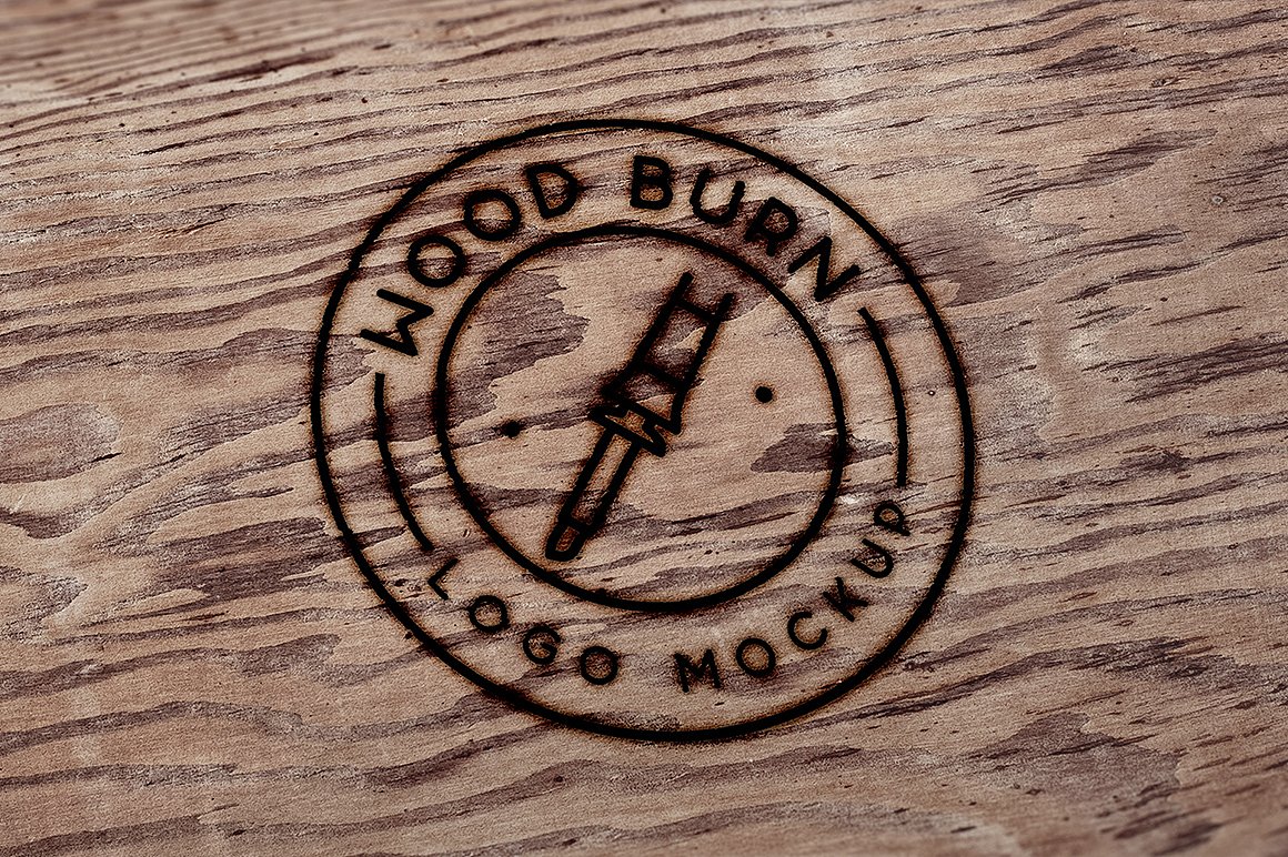 灼烧效果Logo 展示样机模板 Wood Burn Logo