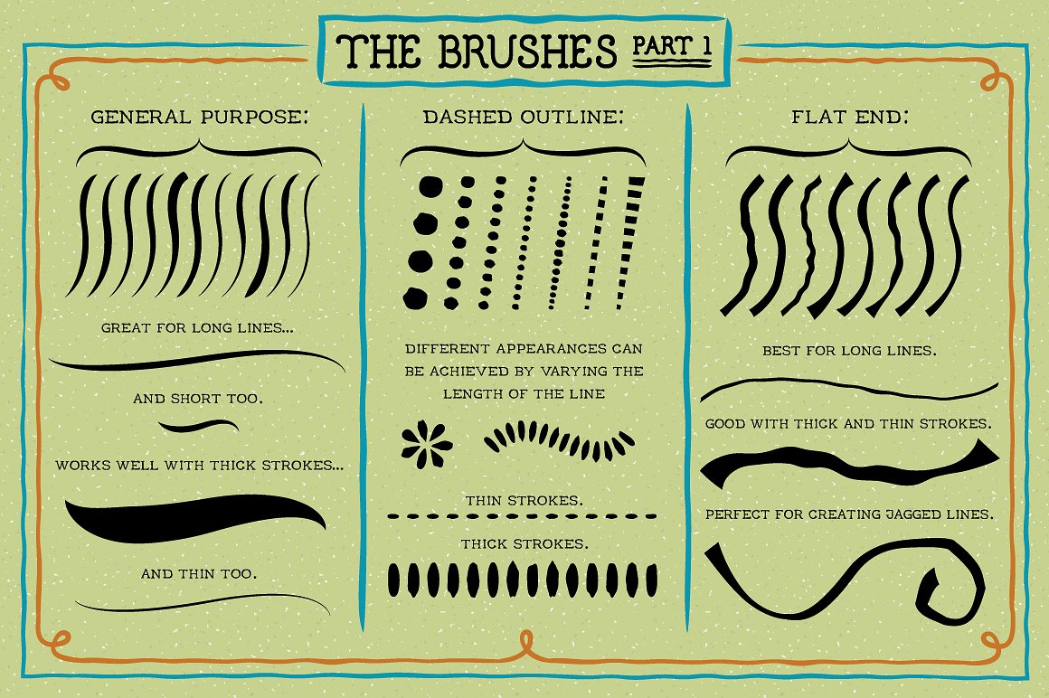 墨西哥矢量插画手绘笔刷 Outline Brushes #1