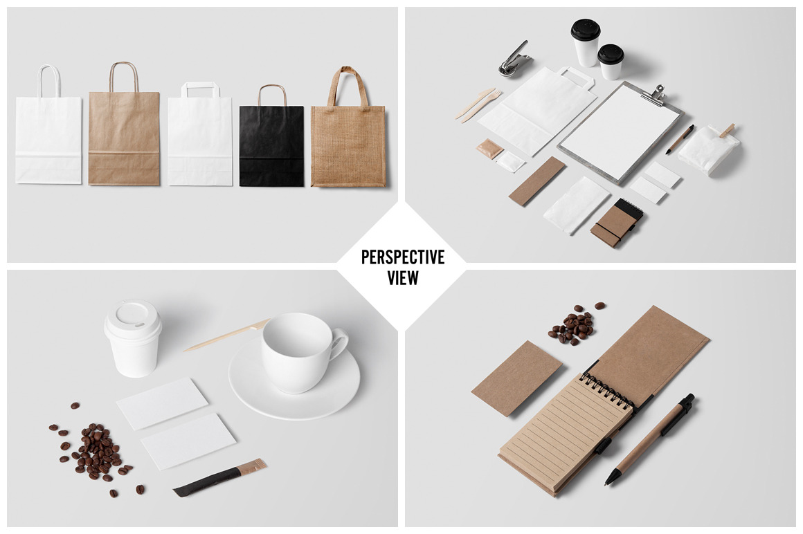 公司VI品牌设计高质量咖啡&文具模型PSD模板